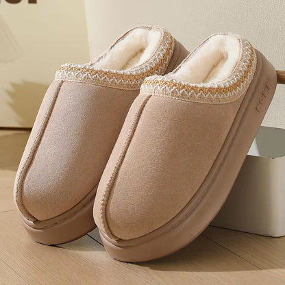 Winter Thick Bottom Cotton Slippers Women Home Closed Toe Fluffly Slipper Shoes Woman Soft Sole Warm Plush Slides Couple Shoes